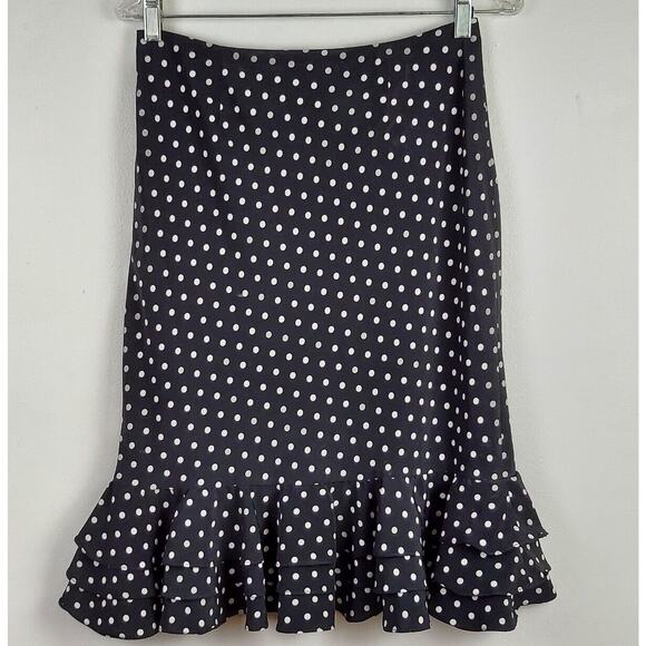 Evan Picón Women's Size 4 Ruffle Knee Length Pencil Skirt Black White Polka Dots - Picture 10 of 10